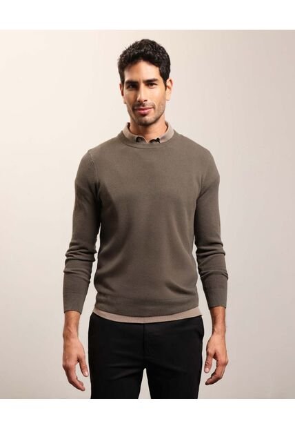 Suéter En Tejido De Punto Con Textura   Para Hombre Verde Patprimo