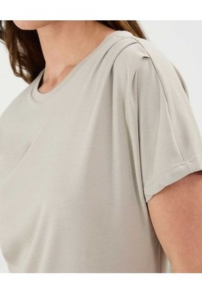 Camiseta Para Mujer Manga Corta Cuello Redondo Color Beige Marca Patprimo #30093702