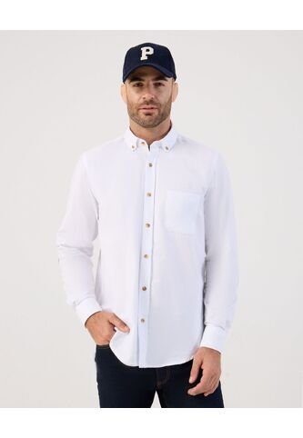Camisa  Para Hombre Manga Larga Con Bolsillo Cuello B Color Blanco Marca Patprimo #44017334 Patprimo