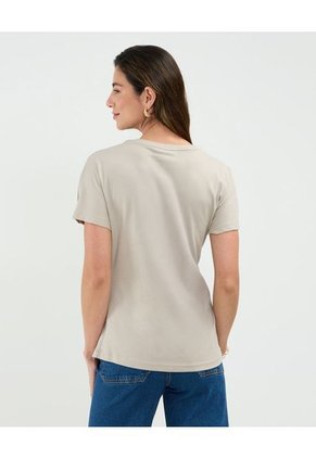 Camiseta Para Mujer Manga Corta Cuello Redondo Color Beige Marca Patprimo #30093702