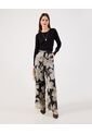 Pantalón Fluido Estampado   Para Mujer Negro Patprimo de Patprimo