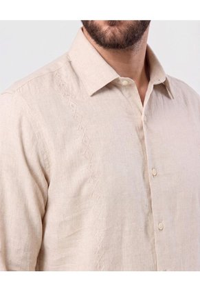 Guayabera Premium Con Alforzas   Para Hombre Café Patprimo