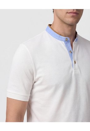 Polo Con Cuello Neru Y Pechera   Para Hombre Blanco Patprimo