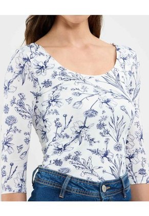 Camiseta Para Mujer Manga 3/4 Cuello Redondo Color Azul Marca Patprimo #30093709