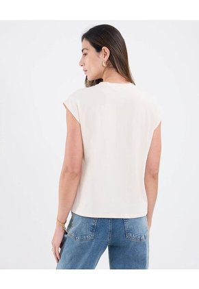 Camiseta Para Mujer Manga Sisa Cuello Redondo Color Beige Marca Patprimo #30093796