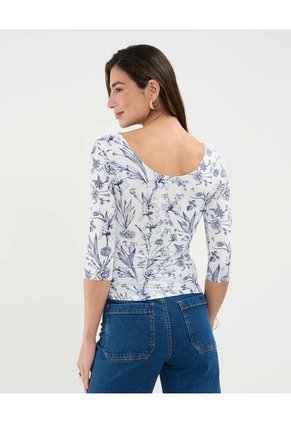 Camiseta Para Mujer Manga 3/4 Cuello Redondo Color Azul Marca Patprimo #30093709