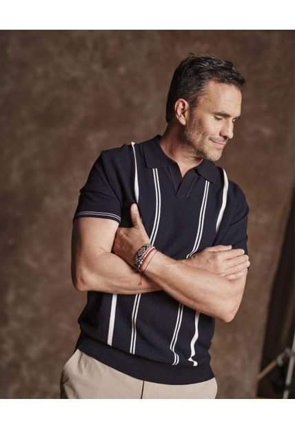 Polo Con Cuello V   Para Hombre Azul Patprimo