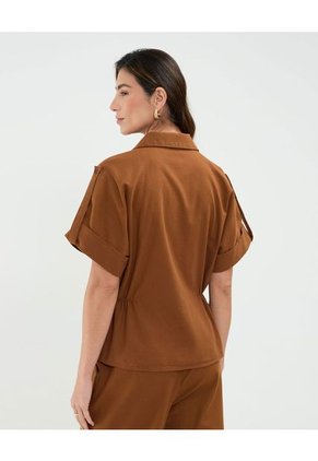 Camisa Para Mujer Manga Corta Color Café Marca Patprimo #30010683