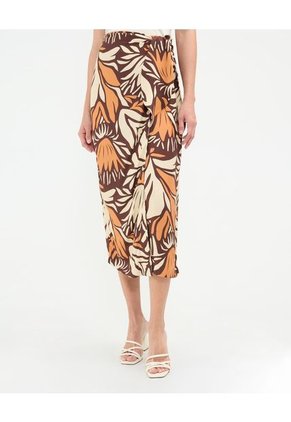 Falda Para Mujer Medio Color Café Marca Patprimo #30140397