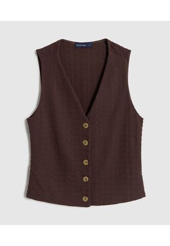 Chaleco  Para Mujer Punto Color Café Marca Patprimo #30250047 Patprimo