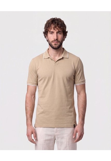 Polo Con Cuello Sin Botones   Para Hombre Beige Patprimo