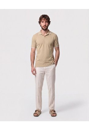 Polo Con Cuello Sin Botones   Para Hombre Beige Patprimo