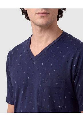 Pijama Corta Con Estampado Para Hombre Para Hombre Azul Patprimo