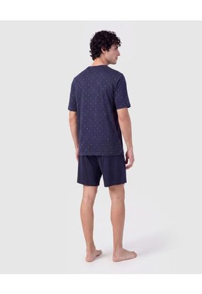 Pijama Corta Con Estampado Para Hombre Para Hombre Azul Patprimo