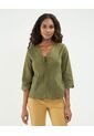 Blusa Bordada   Para Mujer Verde Patprimo de Patprimo