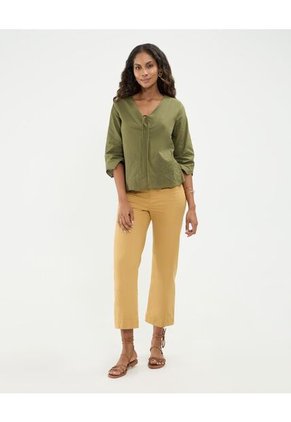 Blusa Bordada   Para Mujer Verde Patprimo