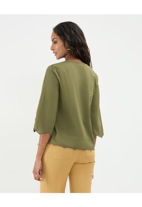 Blusa Bordada   Para Mujer Verde Patprimo