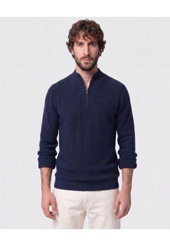 Suéter De  Con Cremallera Y Textura  Para Hombre Azul Patprimo Patprimo