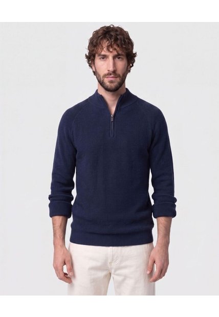 Suéter De  Con Cremallera Y Textura  Para Hombre Azul Patprimo