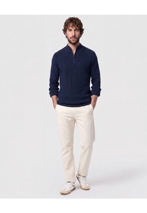 Suéter De Con Cremallera Y Textura Para Hombre Azul Patprimo