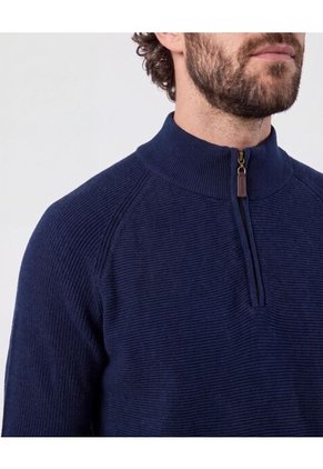 Suéter De Con Cremallera Y Textura Para Hombre Azul Patprimo