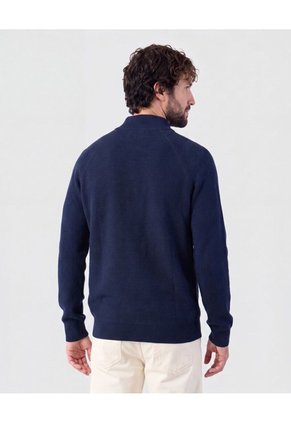 Suéter De Con Cremallera Y Textura Para Hombre Azul Patprimo
