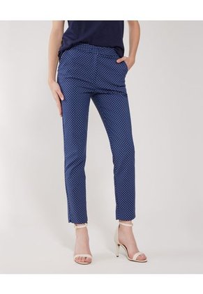 Pantalon Clásico Estampado Para Mujer Azul Patprimo