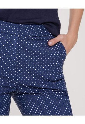 Pantalon Clásico Estampado Para Mujer Azul Patprimo