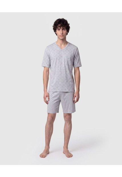 Pijama Corta Con Estampado Para Hombre  Para Hombre Gris Patprimo