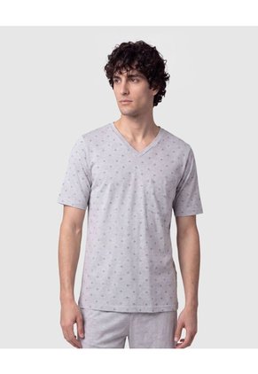 Pijama Corta Con Estampado Para Hombre  Para Hombre Gris Patprimo