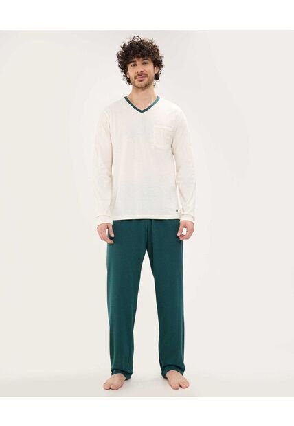 Conjunto De Pijama Manga Larga  Para Hombre Verde Patprimo
