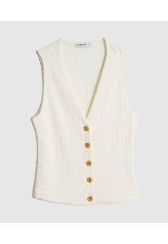 Chaleco  Para Mujer Punto Color Crema Marca Patprimo #30250047 Patprimo
