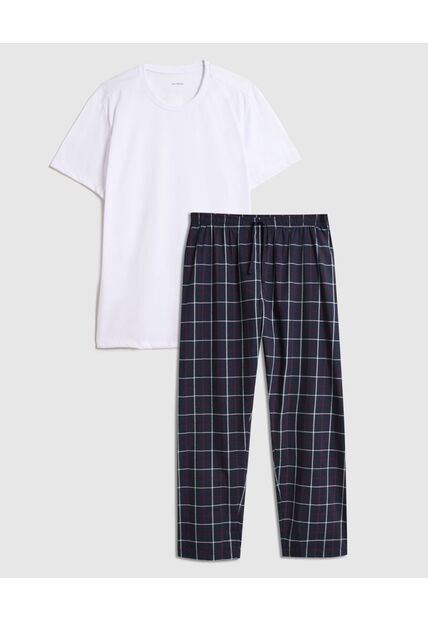 Conjunto De Pijama A Cuadros   Para Hombre Azul Patprimo