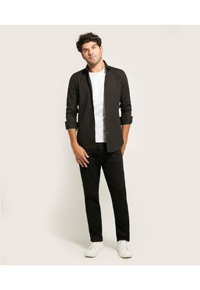 Camisa Para Hombre Manga Larga Sin Bolsillo Cuello Italiano Color Negro Marca Patprimo #44012582