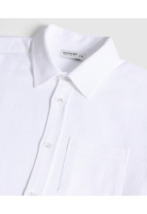 Camisa  Para Hombre Manga Corta Con Bolsillo Cuello C Color Blanco Marca Patprimo #44018298