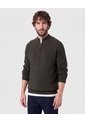 Suéter De  Con Cremallera Y Textura  Para Hombre Verde Patprimo de Patprimo