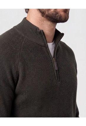 Suéter De  Con Cremallera Y Textura  Para Hombre Verde Patprimo