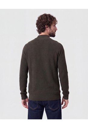 Suéter De  Con Cremallera Y Textura  Para Hombre Verde Patprimo