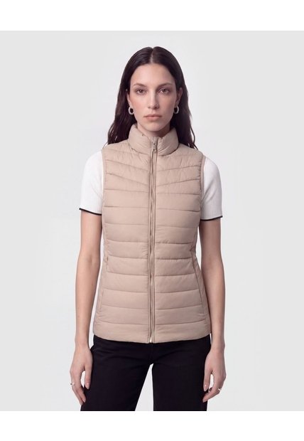 Chaleco Acolchado Con Cierre   Para Mujer Beige Patprimo