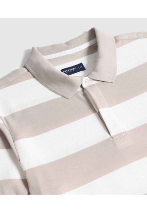 Polo Slim Fit A Rayas   Para Hombre Beige Patprimo