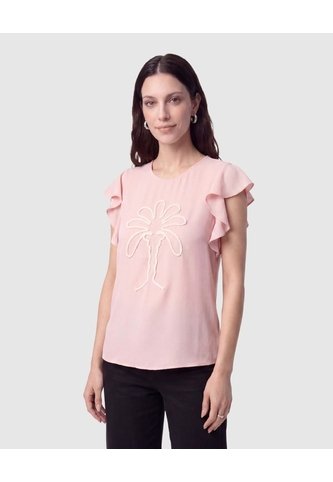 Blusa Con Mangas De Volantes   Para Mujer Rosa Patprimo Patprimo