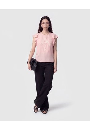 Blusa Con Mangas De Volantes   Para Mujer Rosa Patprimo