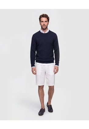Saco Tejido Cuello Redondo Texturizado   Para Hombre Azul Patprimo