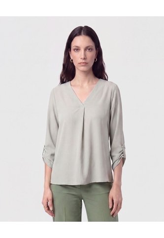 Blusa Cuello En V Manga Ajustable   Para Mujer Verde Patprimo Patprimo