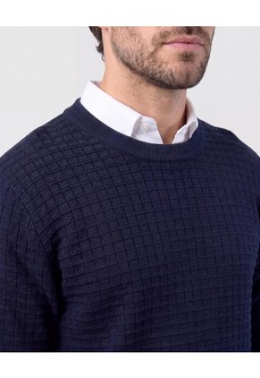 Saco Tejido Cuello Redondo Texturizado   Para Hombre Azul Patprimo