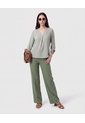 Blusa Cuello En V Manga Ajustable   Para Mujer Verde Patprimo de Patprimo