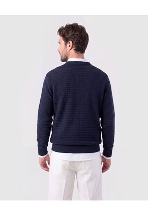 Saco Tejido Cuello Redondo Texturizado   Para Hombre Azul Patprimo