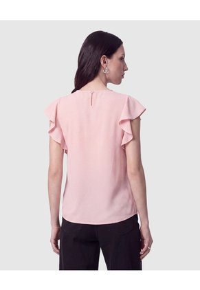 Blusa Con Mangas De Volantes   Para Mujer Rosa Patprimo