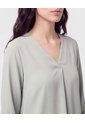 Blusa Cuello En V Manga Ajustable   Para Mujer Verde Patprimo de Patprimo