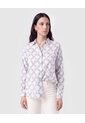 Camisa Clásica Manga Larga   Para Mujer Azul Patprimo de Patprimo